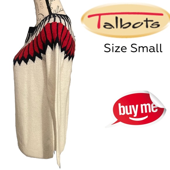 Size Small Navy, Red and Beige Talbots Sweater - Picture 3 of 5